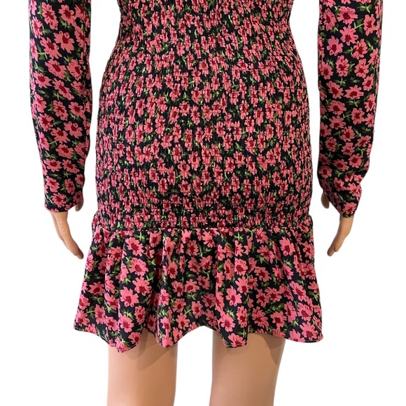 ASOS NaaNaa V neck tea dress in pink floral cinched - Picture 10 of 14